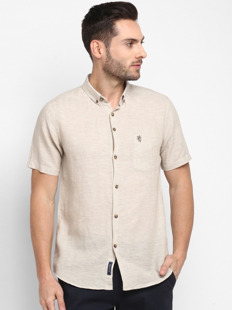 Red Tape Men Beige Smart Regular Fit Solid Casual Shirt