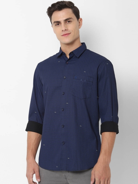Allen Solly Men Black & Navy Blue Slim Fit Printed Casual Shirt
