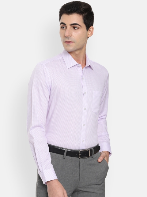 Van Heusen Men Lavender Slim Fit Checked Formal Shirt