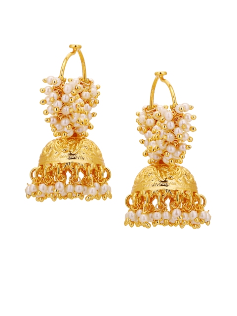 Adwitiya Collection Gold-Plated Dome Shaped Jhumkas