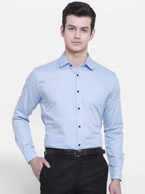 cape canary Men Blue & Black Regular Fit Printed Casual Shirt