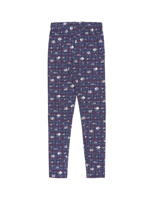 POPPERS by Pantaloons Girls Blue & Red Checked Skinny-Fit Ankle-Length Leggings