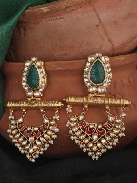 Tistabene Gold-Plated & Green Classic Drop Earrings