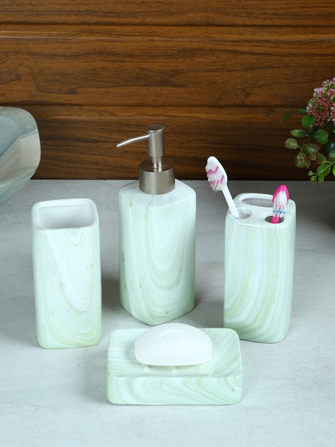 House Of Accessories Set Of 4 Sea Green Solid Ceramic Bathroom Accessories