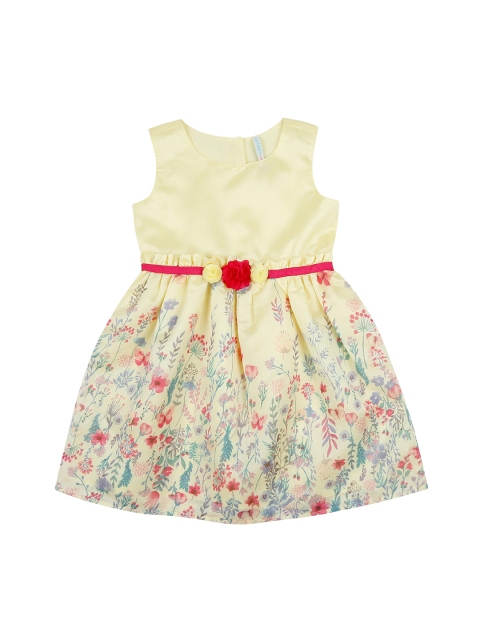 Pantaloons Junior Girls Yellow Printed Fit and Flare Dress