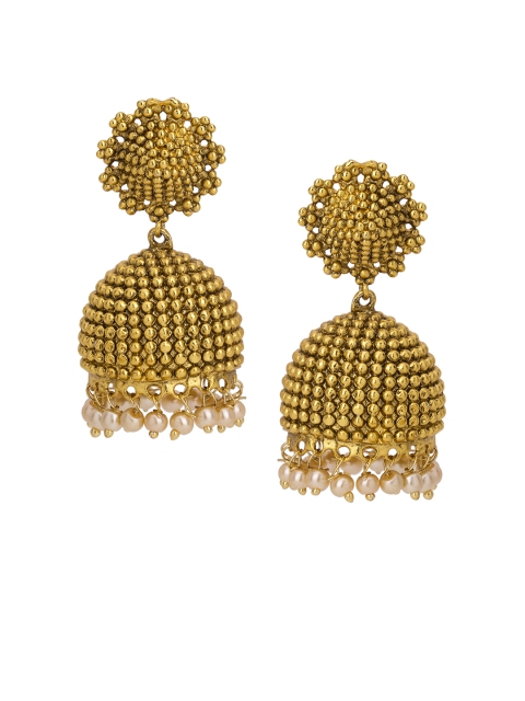Adwitiya Collection Gold-Plated Dome Shaped Jhumkas