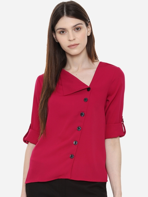 Allen Solly Woman Magenta Solid Shirt Style Top