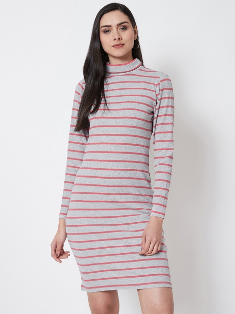 Nun Women Grey Striped Jumper Dress