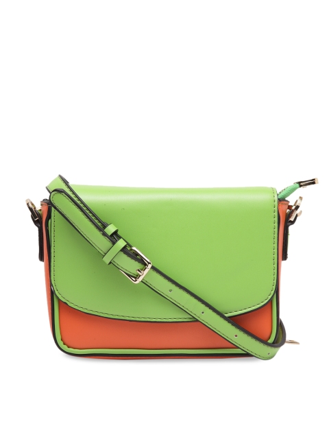 Ladida Green & Orange Colourblocked Sling Bag