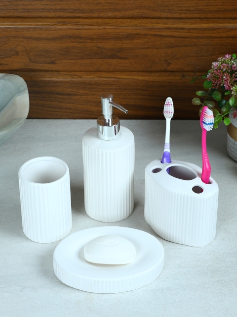 House Of Accessories Set Of 4 White Solid Ceramic Bathroom Accessories