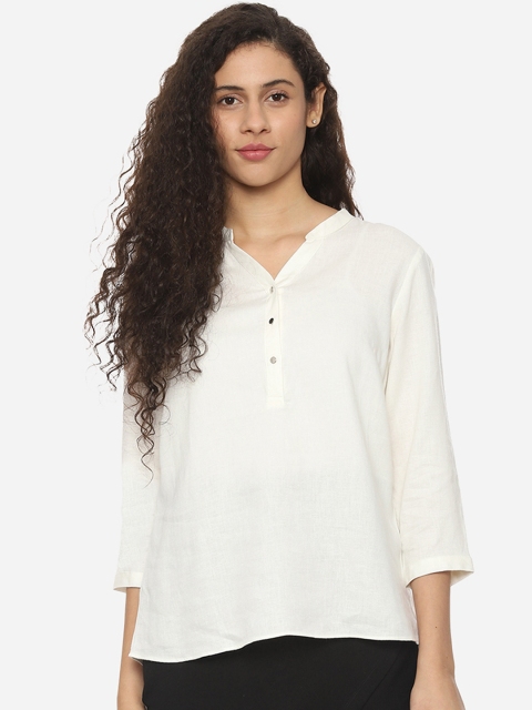 Allen Solly Woman White Solid Shirt Style Top