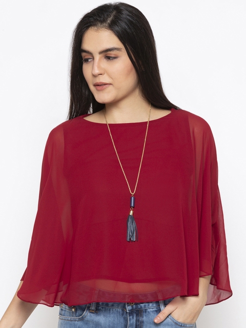 Iti Women Maroon Solid A-Line Top