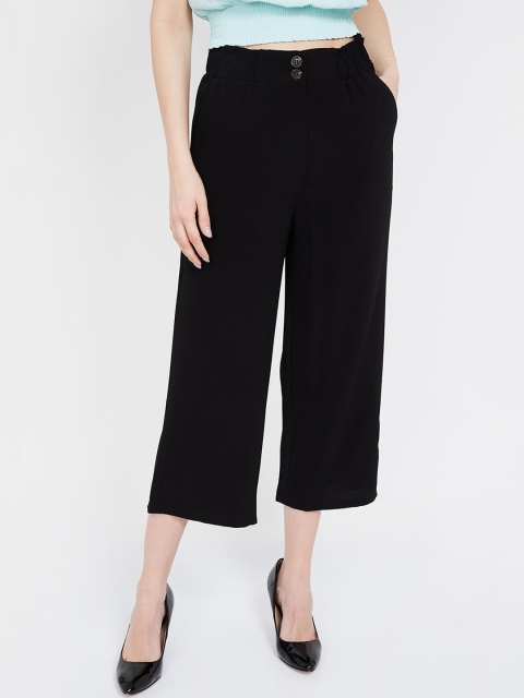 Ginger by Lifestyle Women Black Regular Fit Solid Culottes