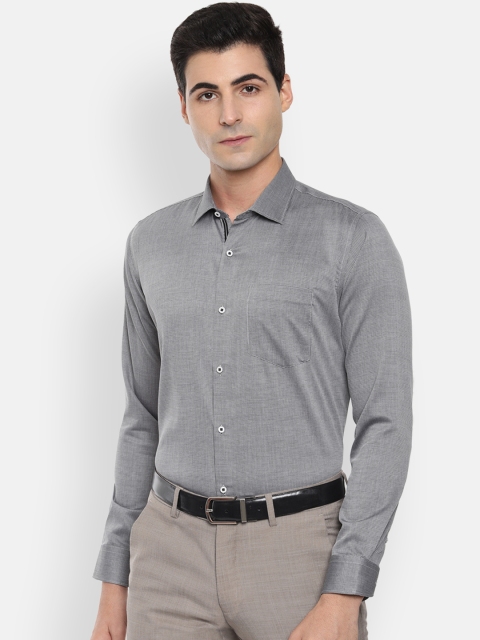 Van Heusen Men Grey & Black Slim Fit Printed Formal Shirt