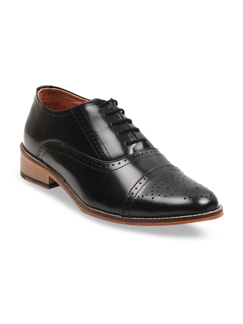 BuckleUp Men Black Solid Leather Formal Oxfords