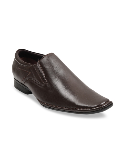 BuckleUp Men Brown Solid Leather Formal Slip-Ons