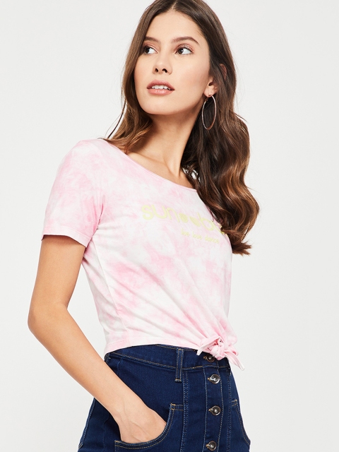 Ginger by Lifestyle Women Pink Dyed Crop Top