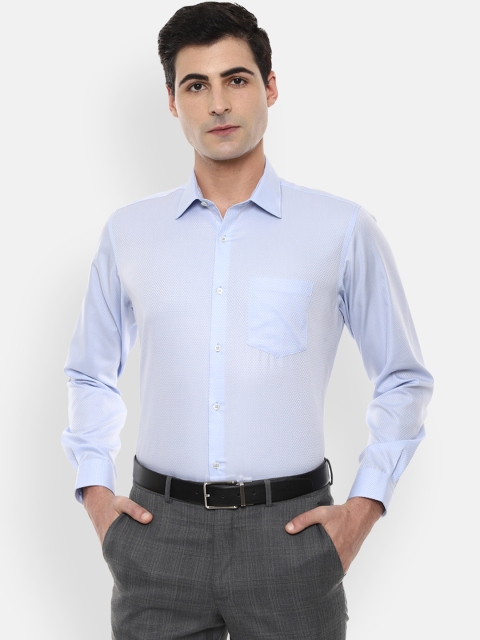 Van Heusen Men Blue Regular Fit Self Design Formal Shirt