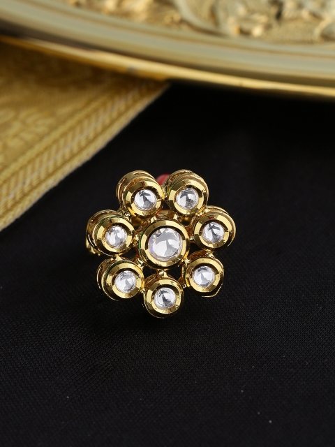 Tistabene Gold-Plated & White Kundan Meena Studded Handcrafted Engagement Wedding Ring
Tistabene Gold-Plated & White Kundan Meena Studded Handcrafted Engagement Wedding Ring