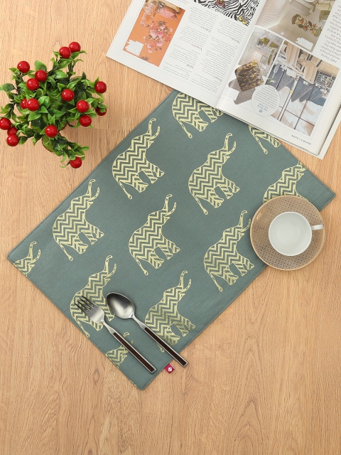 India Circus by Krsnaa Mehta Set of 6 Teal blue & Golden Chevron Tusker Print Table Mats
India Circus by Krsnaa Mehta Set of 6 Teal blue & Golden Chevron Tusker Print Table Mats