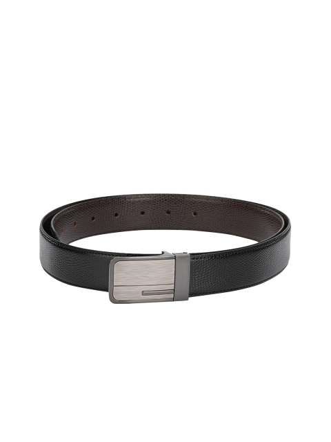 Calvadoss Men Black & Brown Textured Reversible Belt