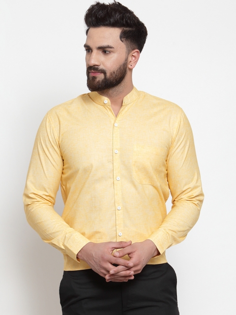 JAINISH Men Yellow Classic Regular Fit Solid Formal Shirt