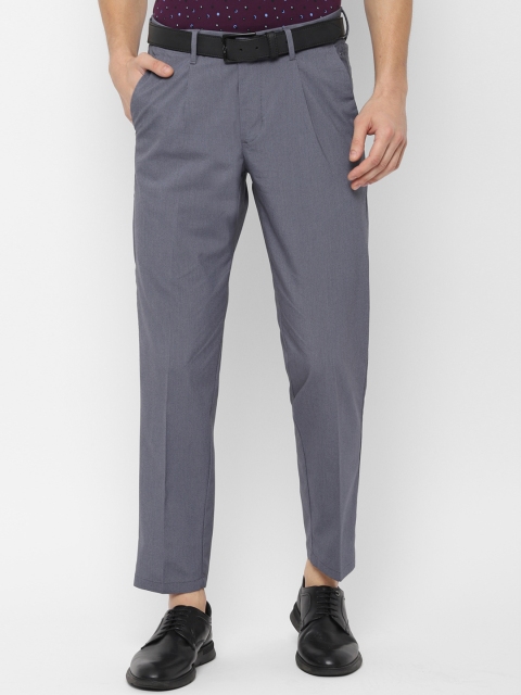 Allen Solly Men Blue Slim Fit Self Design Formal Trousers