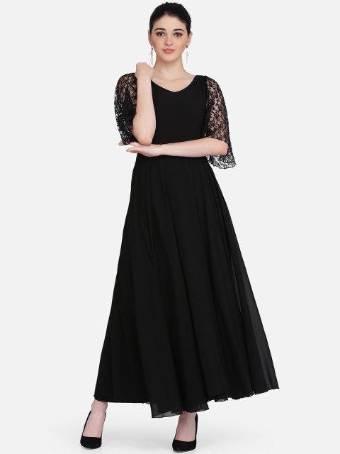 Eavan Women Black Self Design Maxi Dress