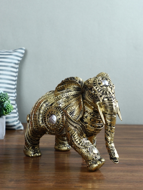 TIED RIBBONS Gold-Toned Decorative Elephant Showpiece