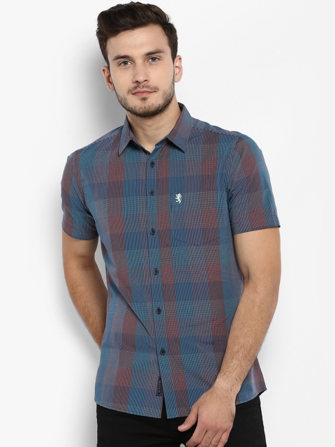 Red Tape Men Blue & Red Regular Fit Checked Casual Shirt