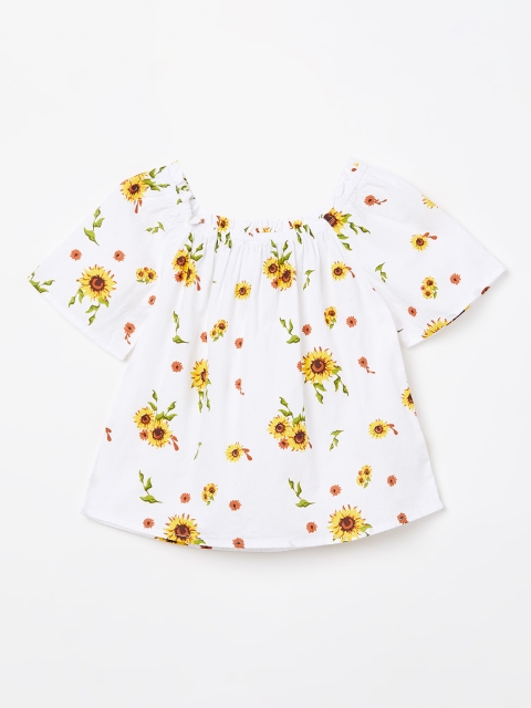 Fame Forever by Lifestyle Girls White Printed A-Line Pure Cotton Top