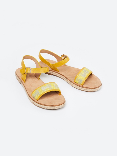 Ginger by Lifestyle Women Yellow Solid Open Toe Flats