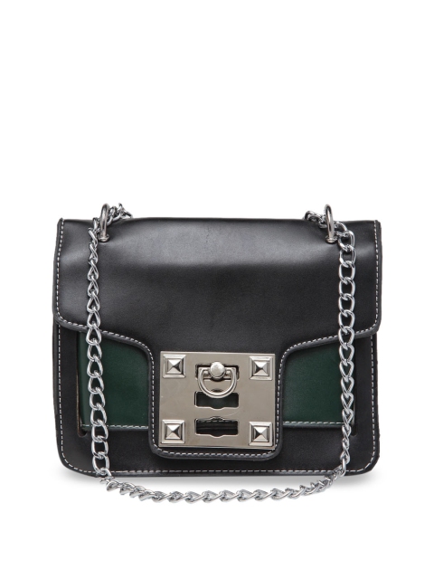 Ladida Green & Black Colourblocked Sling Bag