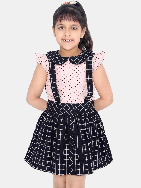 naughty ninos Girls Black Checked Fit and Flare Dress
