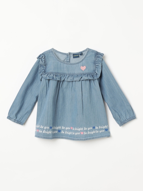 Juniors by Lifestyle Girls Blue Solid A-Line Top