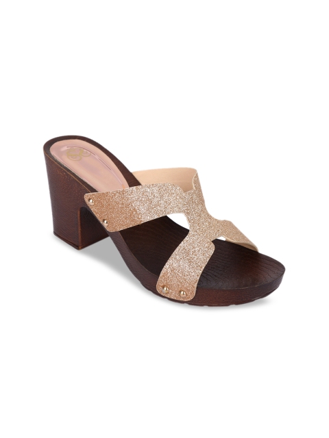 Sole To Soul Women Rose Gold-Toned Embellished Heels