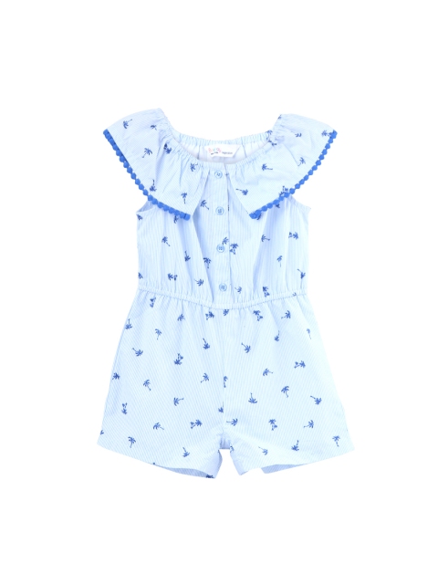 Beebay Infant Girls Sea Green Printed Playsuit