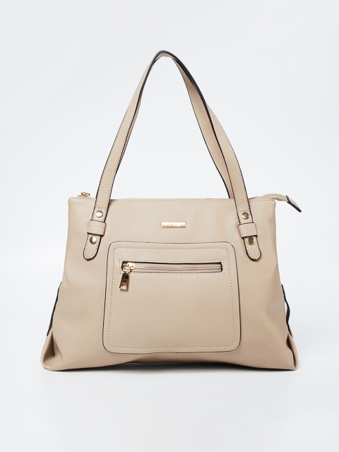 CODE by Lifestyle Beige Solid Handheld Bag