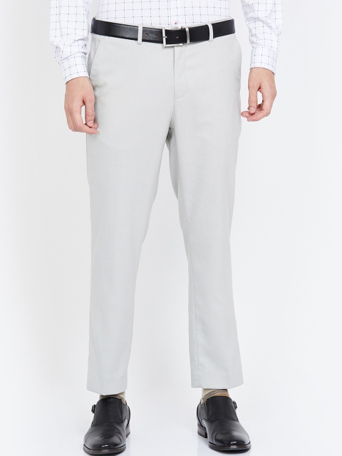 CODE by Lifestyle Men Grey Slim Fit Solid Regular Trousers