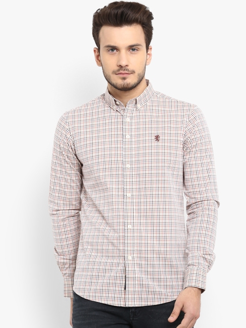 Red Tape Men Peach-Coloured Regular Fit Checked Casual Shirt
