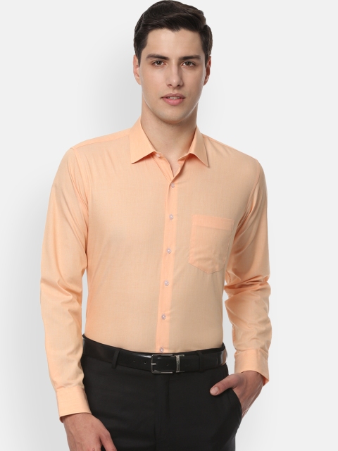 Van Heusen Men Orange Slim Fit Solid Formal Shirt