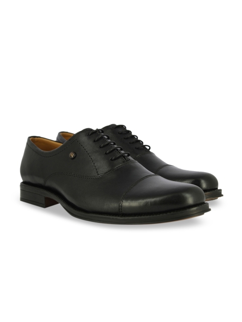 Alberto Torresi Men Black Solid Leather Formal Oxfords