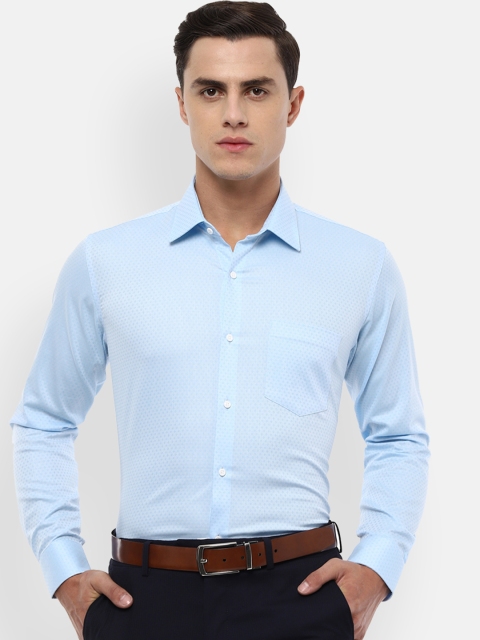 Van Heusen Men Blue Slim Fit Self Design Formal Shirt