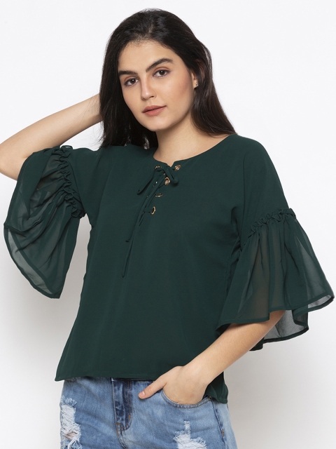 Iti Women Green Solid Top