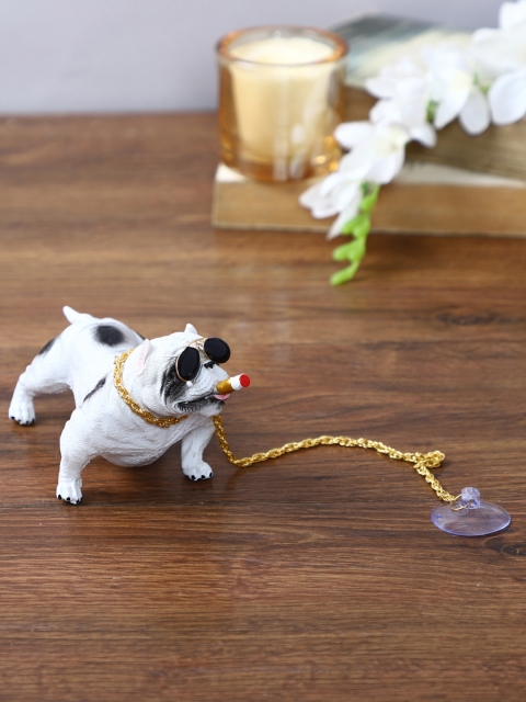 TIED RIBBONS White & Black Decorative Bulldog Showpiece Figurine