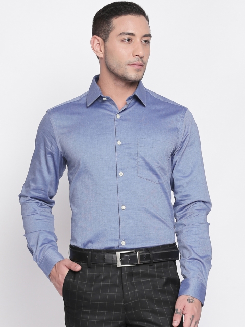 RICHARD PARKER by Pantaloons Men Blue Regular Fit Solid Formal Shirt