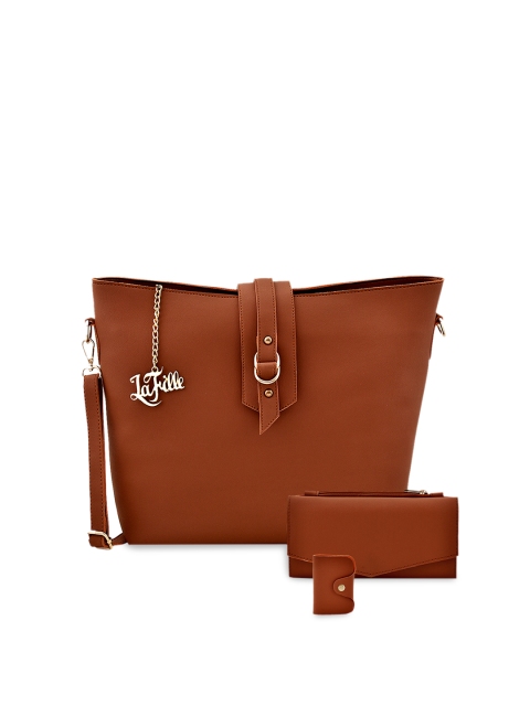 LaFille Tan Solid Sling Bag