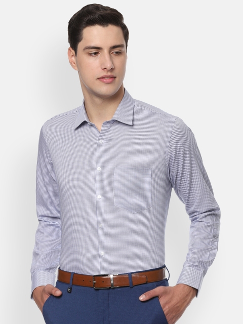Van Heusen Men Blue Slim Fit Checked Formal Shirt