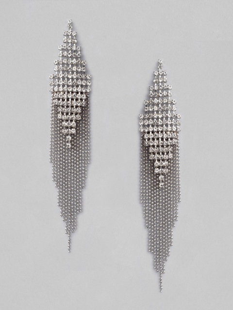 Rubans Silver-Toned Contemporary Drop Earrings