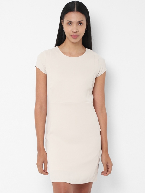 Allen Solly Women Cream-Coloured Solid Sheath Dress